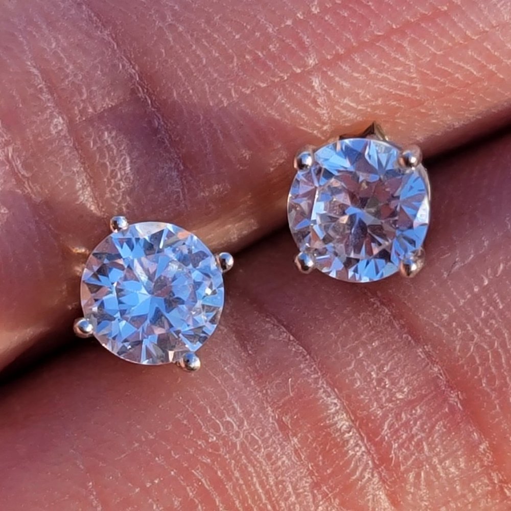 Solitaire Cz Diamond Solid 925 Sterling Silver St… - image 1